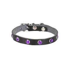 CATTİE TAŞLI DERİ KEDİ TASMASI SİYAH 1,5X27-33CM