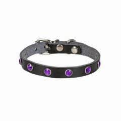 CATTİE TAŞLI DERİ KEDİ TASMASI SİYAH 1,5X26-31CM