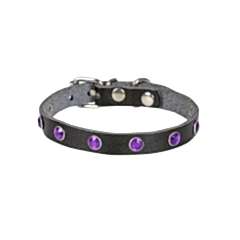 CATTİE TAŞLI DERİ KEDİ TASMASI SİYAH 1,2X23-28CM