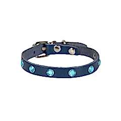 CATTİE TAŞLI DERİ KEDİ TASMASI ROYALMAVİ 1X20-23CM