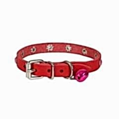 CATTİE TAŞLI DERİ KEDİ TASMASI KIRMIZI 1X16-20CM