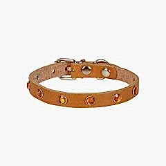 CATTİE TAŞLI DERİ KEDİ TASMASI KAMEL 1X16-20CM