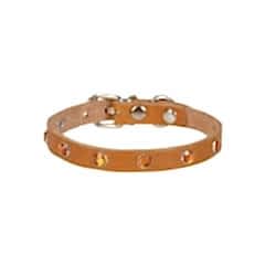 CATTİE TAŞLI DERİ KEDİ TASMASI KAMEL 1,5X27-33CM