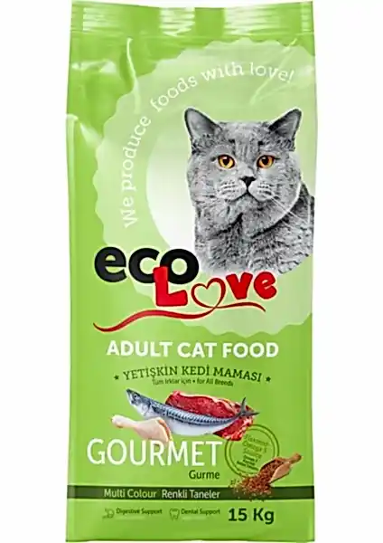 Ecolove Gurme Renkli Taneli 15 kg Yetişkin Kedi Maması